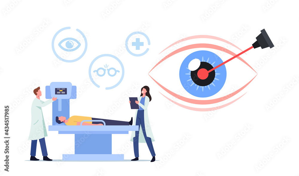 Patient Character with Eye Disease Applying Laser Correction, Ophthalmology  Surgery in Hospital, Innovative Technologies Stock Vector | Adobe Stock