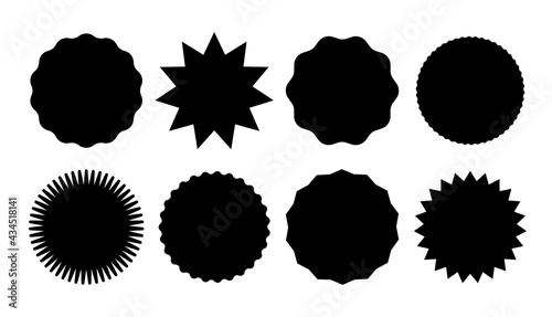 Starburst promo black sticker shape vector sale splash. Starburst round badge promo sticker photo