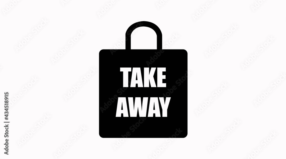 Vector Isolated Black and White Take Away Bag Icon or Sign Vector Isolated Black and White Take Away Bag Icon or Sign