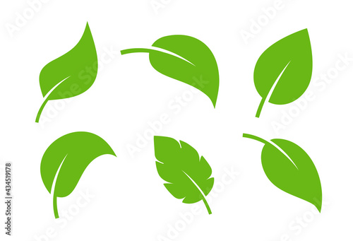 Leaf vector icon logo. Vegan leaves green eco flat herbal icon simple shape