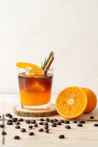 black coffee with orange and lemon juice
