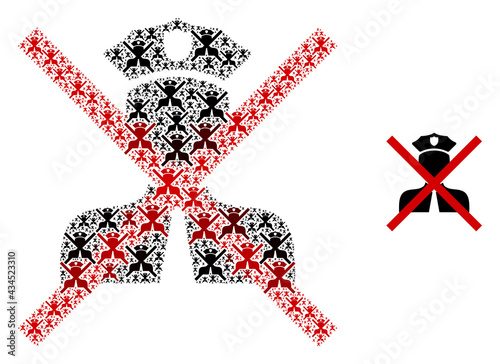Cancel policeman icon mosaic is made from randomized fractal cancel policeman elements. Fractal vector mosaic for cancel policeman elements.