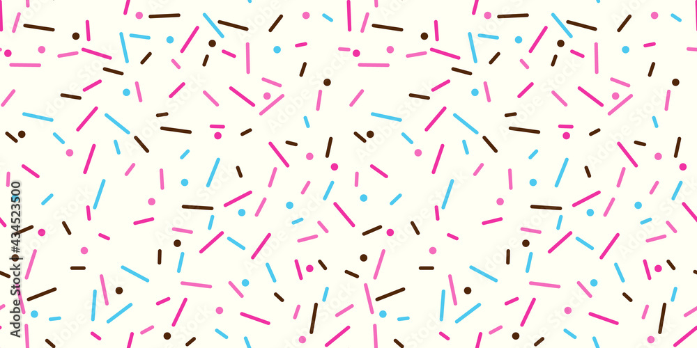 Sprinkle vector seamless pattern. Doughnut and ice cream dessert cute background. Sprinkle vector seamless pattern. Doughnut and ice cream dessert cute background.