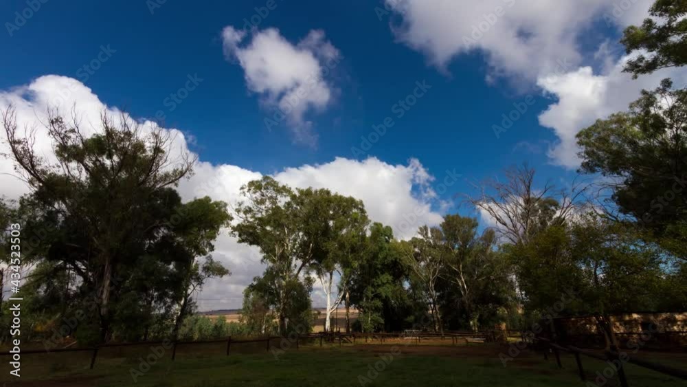 Time lapse of clouds going over green paddock surrounded by trees Time lapse of clouds going over green paddock surrounded by trees