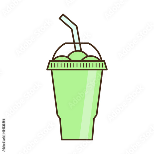 Vector slush drink isolated icon. Cartoon ice cup (Frozen Drink). Emoji clipart drawing of tropical smoothie shake.
