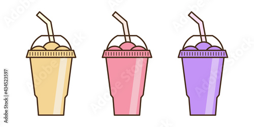 Vector slush drink isolated icon. Cartoon ice cup  Frozen Drink . Emoji clipart drawing of tropical smoothie shake.
