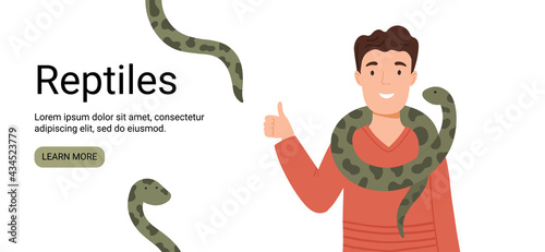 vector banner with a man and snakes