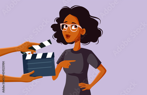 Canvas Print African Female Actor Filming on Set