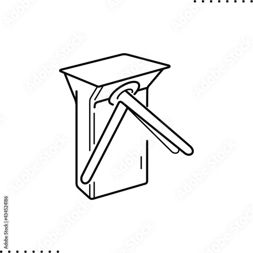 An access control system, automatic turnstile vector icon in outlines