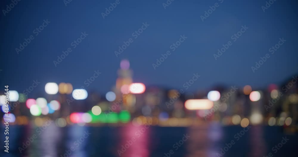 Bokeh of city night view in Hong Kong