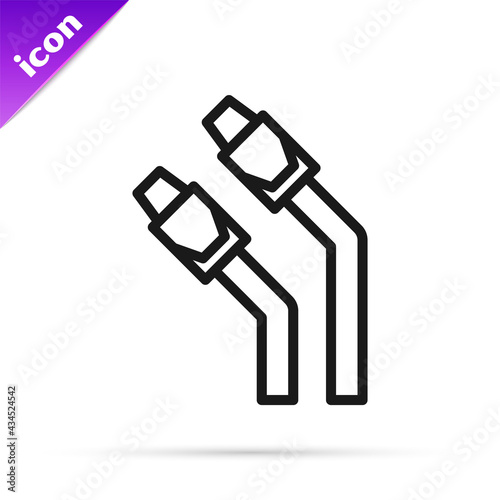 Black line LAN cable network internet icon isolated on white background. Vector