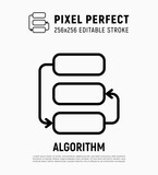 Algorithm thin line icon. Flowchart. Organization of process. Pixel perfect, editable stroke. Vector illustration.