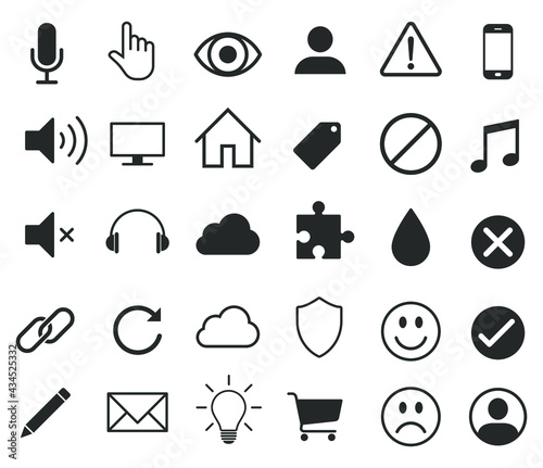 Web interface and application icon collection. Internet page and website vector symbol sign set.
