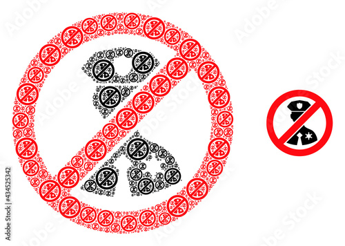 No police officer icon composition is done with randomized recursive no police officer pictograms. Recursive vector combination of no police officer pictograms.
