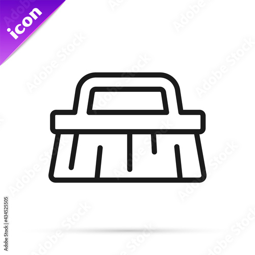Black line Brush for cleaning icon isolated on white background. Vector