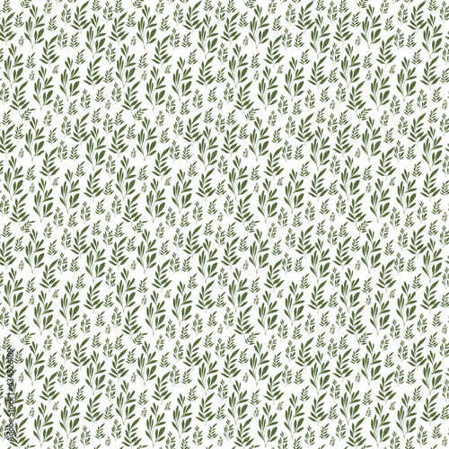leaves seamless pattern Green branches Vector illustration Print on paper, fabric, ceramic