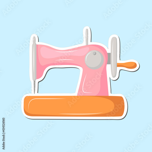 sewing machine. sticker in cartoon style. gentle colors.