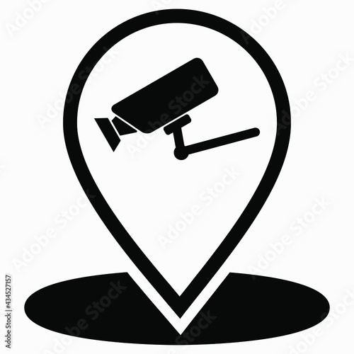 GPS video surveillance. Location surveillance camera. Video surveillance icon on the map. Vector icon.