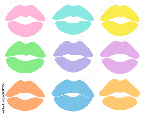 Set lips silhouettes colorful vector illustration 