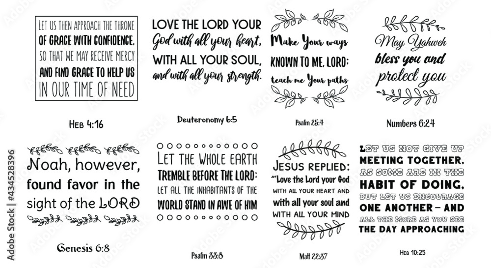 Set of Bible verses. Christian quotes. Scripture bundle
