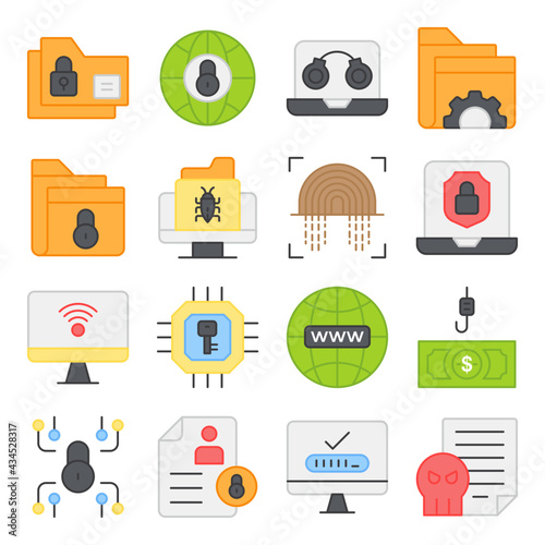 Pack of Protection Flat Icons 