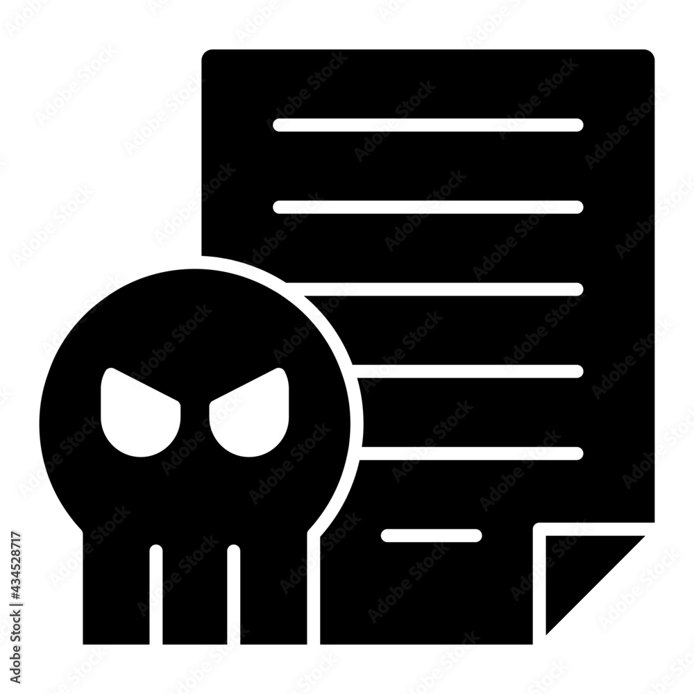 Skull with paper, solid design of file hacking Skull with paper, solid design of file hacking