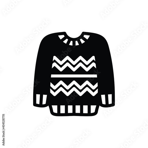 Christmas Xmas Sweater Vector icon in Glyph Style. A Sweater made of wool to keep warm in winter.. Vector illustration icon that can be used for apps, websites, or part of a logo