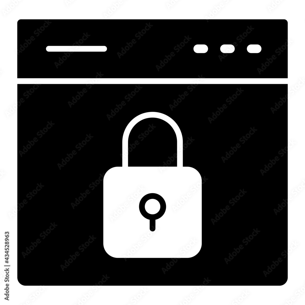 Padlock on web page, solid design of web security Padlock on web page, solid design of web security