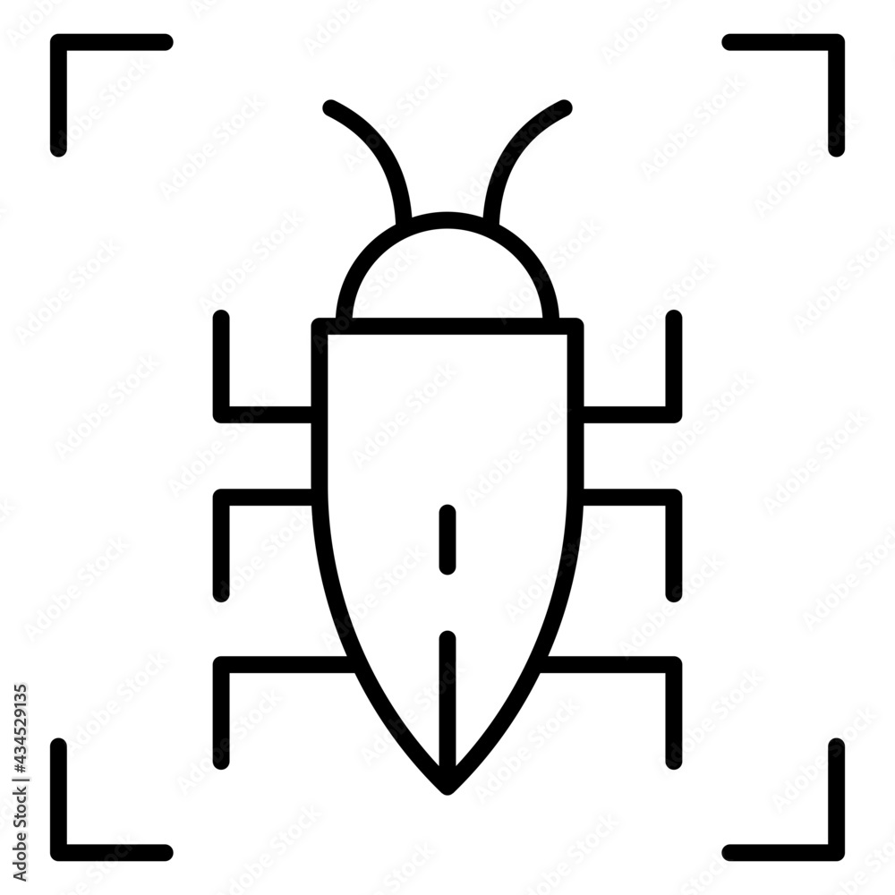 Virus inside reticle, icon of bug scanning Virus inside reticle, icon of bug scanning