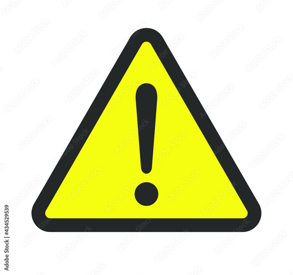 Exclamation mark vector icon. Warning and caution triangle sign. Danger and error logo symbol. Application and web interface image. Clip-art silhouette. Exclamation mark vector icon. Warning and caution triangle sign. Danger and error logo symbol. Application and web interface image. Clip-art silhouette.