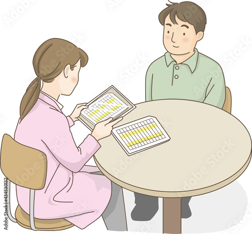 Illustration to read the examination result on the tablet