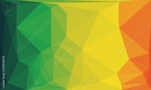 Futuristic polygonal background in green  yellow and orange colors