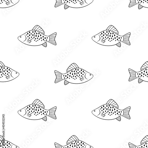 Seamless carp pattern. Save with the Clipping Mask.