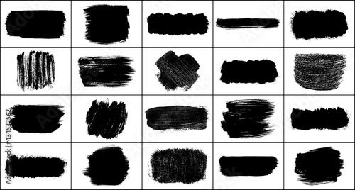 Set of black brush strokes isolated on white. Ink splatter. Paint droplets. Digitally generated image. Vector design elements, illustration, EPS 10.