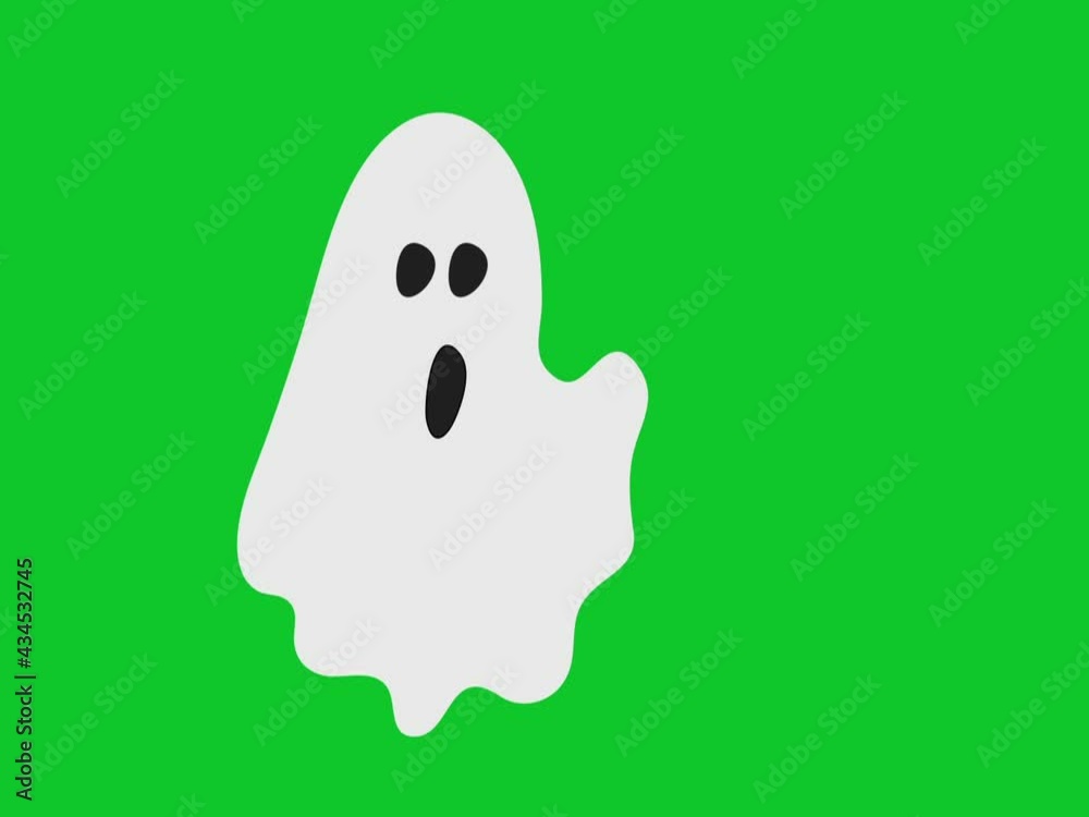 Funny ghost is flying on a green Chromakey background with the inscription Halloween. The concept of holidays, traditions. Funny ghost is flying on a green Chromakey background with the inscription Halloween. The concept of holidays, traditions.