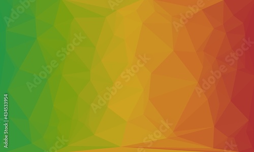 Abstract background with poly pattern in green, yellow and red colors