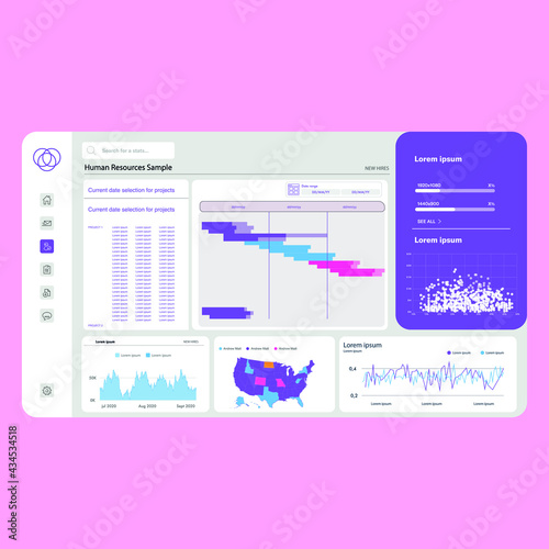 Dashboard to edit. Power bi. Graphs, bars, elements. Template.Business EPS10