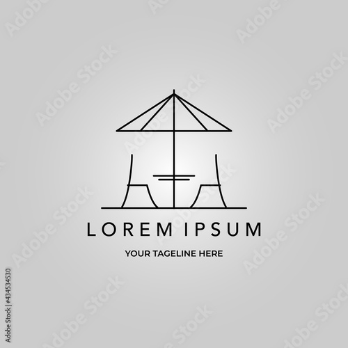 terrace cafe line art icon minimalist outdoor vector logo illustration design