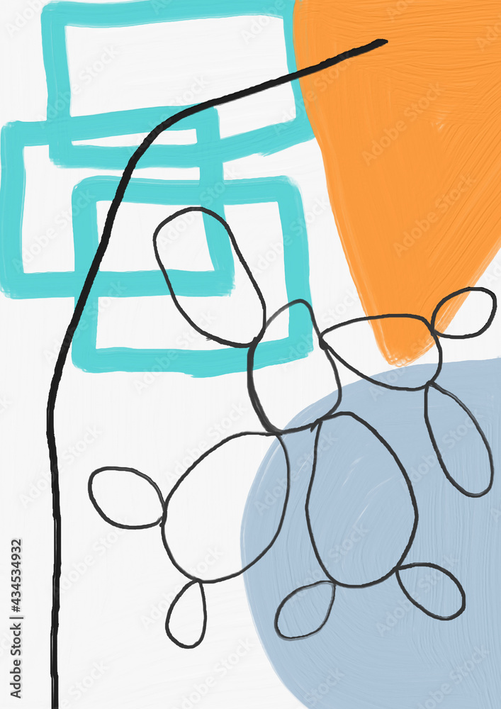 abstract blue and orange fluid shape liquid gradient geometric modern curvy halftone wavy pattern on white.