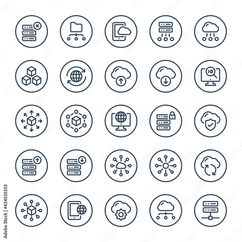 Badge outline icons for big data.
