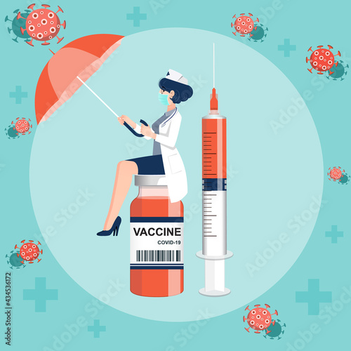 Concept medical and vaccination for protects people from coronavirus and immunize.