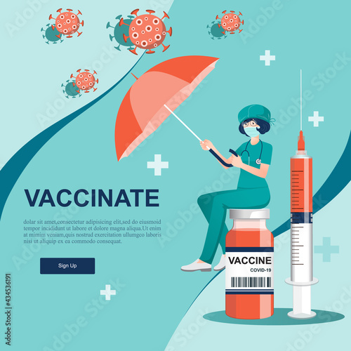 Concept medical and vaccination for protects people from coronavirus and immunize.