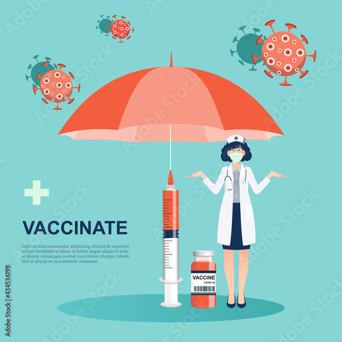 Concept medical and vaccination for protects people from coronavirus and immunize.