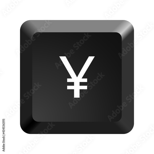 Button with yen symbol. Black computer keyboard. Icon Vector Illustration.
