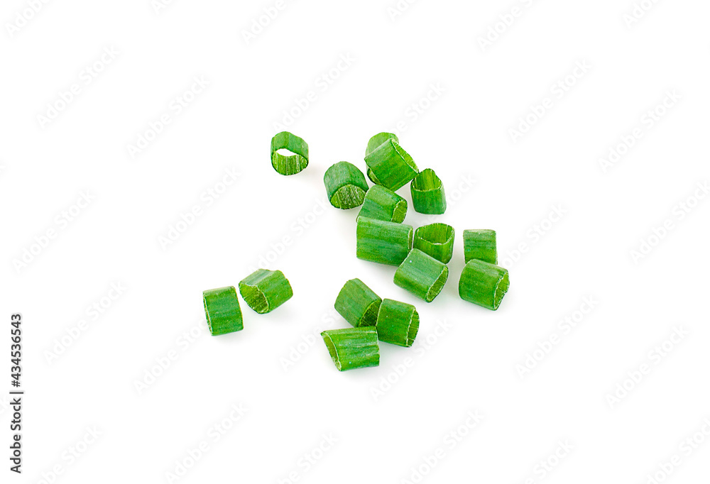 chopped green onions on white background chopped green onions on white background
