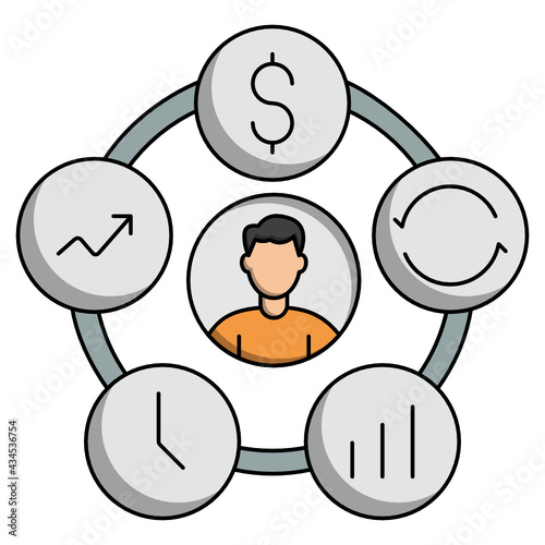 Business Consolidation Operation Life Cycle Concept, Corporate finance sign, Merger and Acquisition financial accounting and Administration Stock illustration, M and A Symbols Vector Color Icon Design