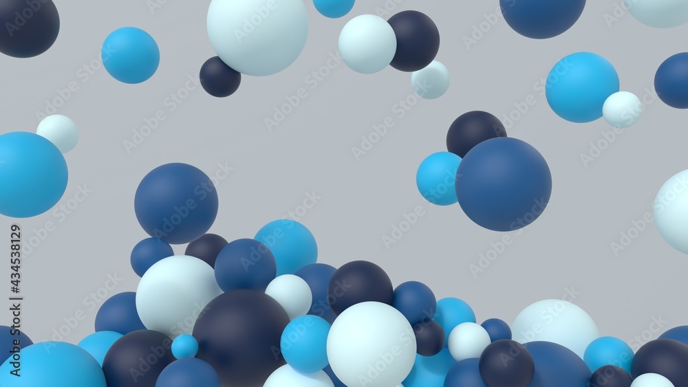 Abstract multicolored spheres minimalistic modern background design balls shapes cold  3d render