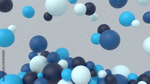 Abstract multicolored spheres minimalistic modern background design balls shapes cold 3d render