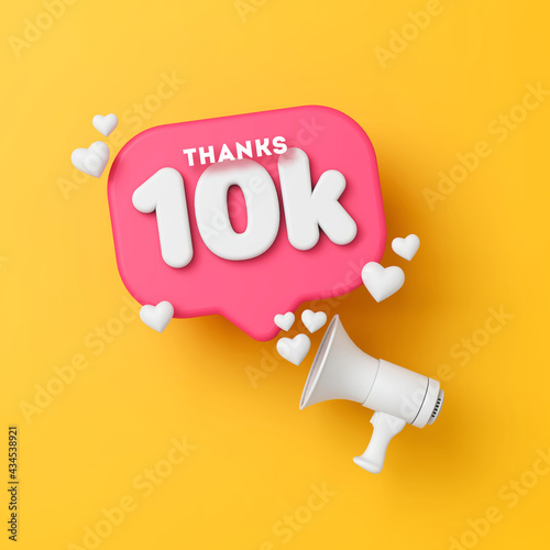 Quadro su tela 10 thousand followers social media thanks banner. 3D Rendering