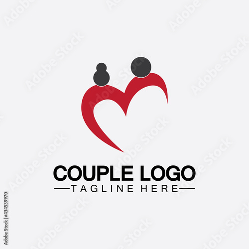 people with love couple vector logo icon  symbol vector. This also represents married couple, husband & wife, bride and bridegroom, live-in partners, lovers, romantic couple, pair